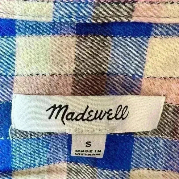 Madewell Women’s Plaid Button Down Tie Front Flannel Size Small - Picture 7 of 13
